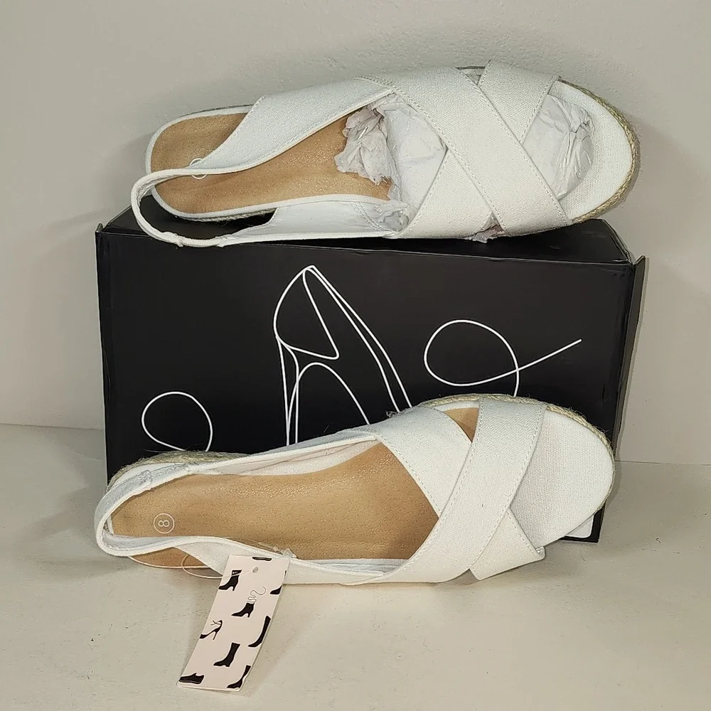 White Espadrille Slingback Sandals - Women's Summer Wedges